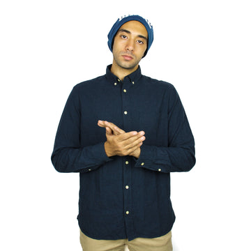 H&M Long Sleeve Washed Light Navy Shirt