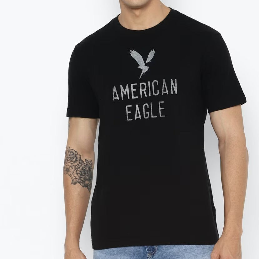 American Eagle Black T-shirt Front Logo