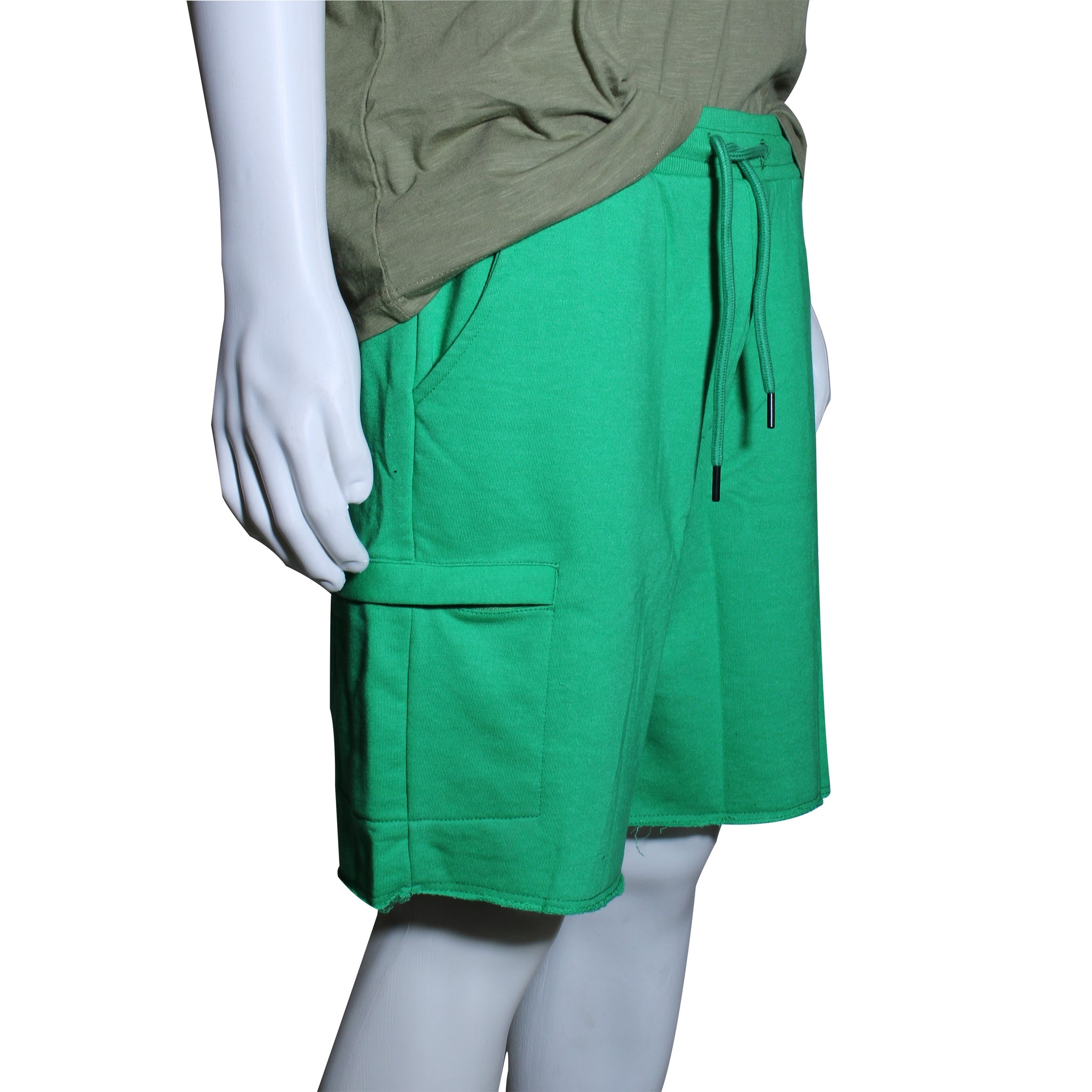 Pull & Bear Green Unfinished Short with Pockets