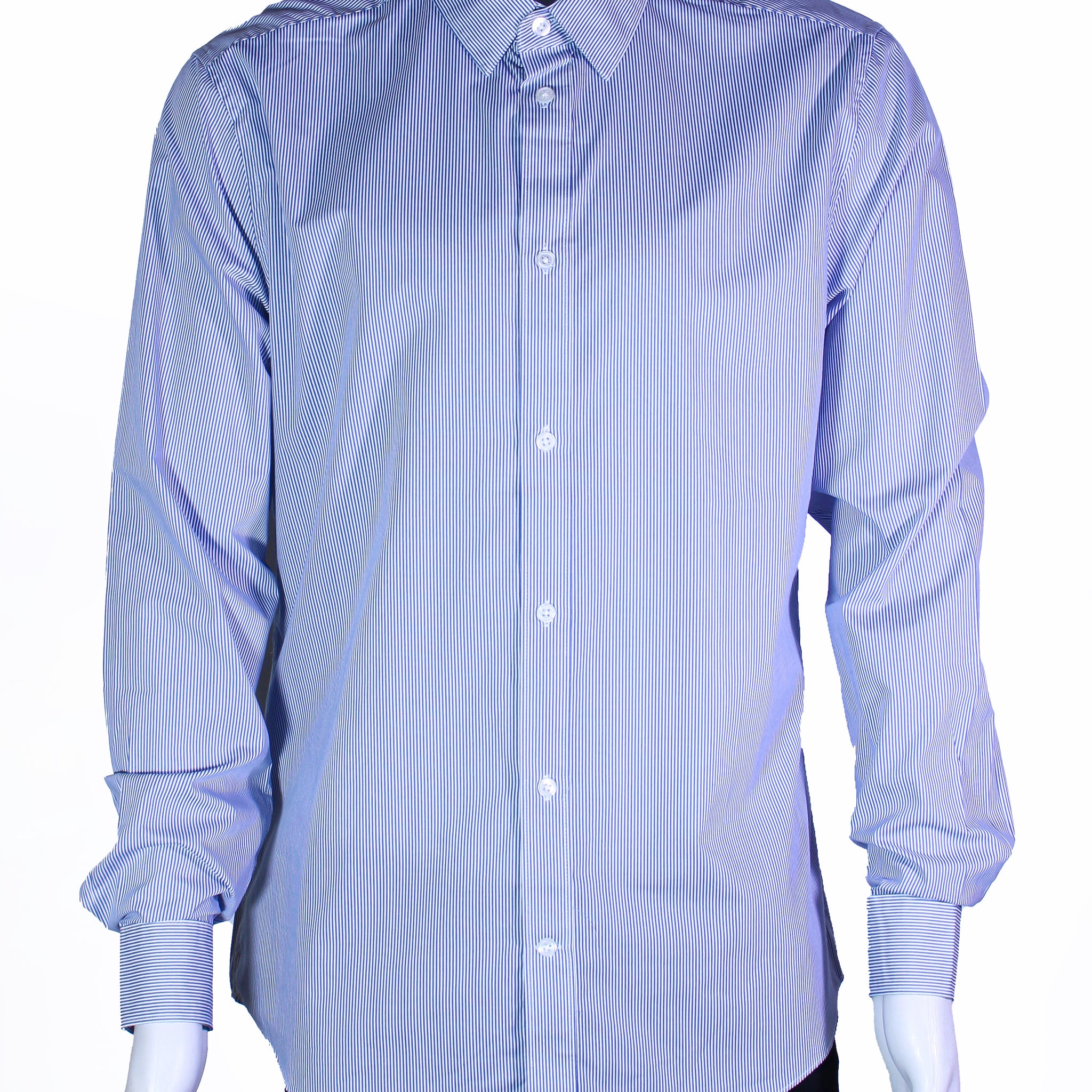 H&M Long Sleeve Fine Striped Blue White Shirt