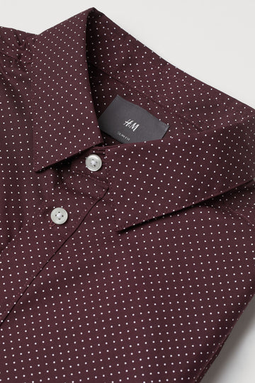 H&M Burgundy Polka Dots Long Sleeve Shirt