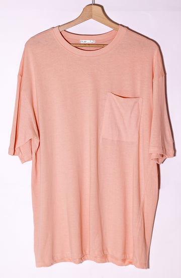 Peach Basic Pocket Detail T-Shirt Oversize