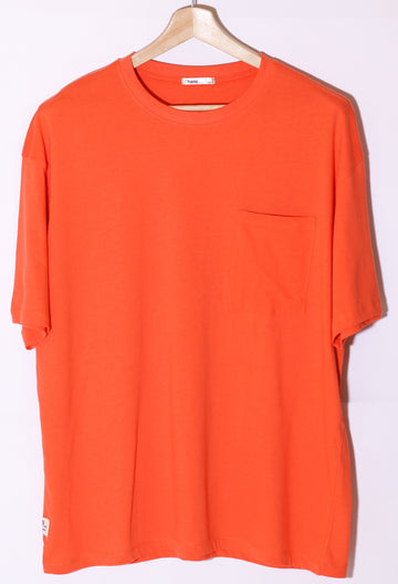 Orange Basic Pocket Detail T-Shirt Oversize