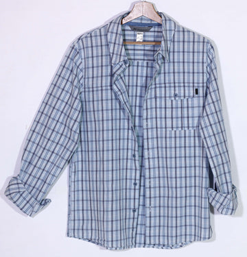 Thrifted Quechua By Decathlon Checkered Light Blue Shirt Small